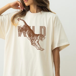 Wild Tiger Comfort Colors® T-Shirt, Vintage Distressed Tiger Shirt, Oversized Retro Tiger Tee, Trendy Grunge Indie Boho Shirt, Graphic Tee
