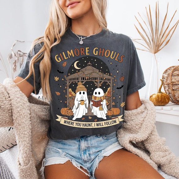 Comfort Colors Gilmore Ghouls Shirt, Halloween Ghost Tee, Gilmore Girls Inspired T-Shirt, Spooky Fall Coffee Shirt, Autumn Pumpkin Graphic