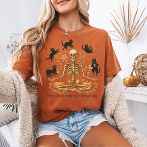 Dead Inside But Love Cats Shirt, Funny Halloween Skeleton Cat Tee, Spooky Season Comfort Colors Shirt, Goth Cat Lover Fall Shirt