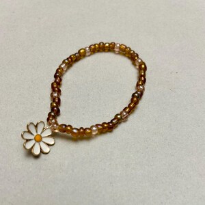 Glass Bead Elastic Charm Bracelet