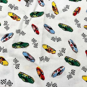 Miniature Race Cars Cotton Sewing Fabric by the Yard
