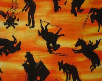 LAST Yardage Best Of The West Fabric-Cowboy Country Horse Quilt Sewing