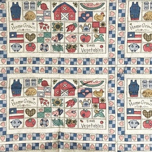 6 - 14 1/2 x 8 3/4 Inch Fabric Panels - Selbst angebautes Veggies - Farm Barn