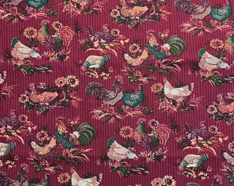 American Homestead Chicken, Rooster, and Sunflower Fabric by Concord House Fabric By The Yard
