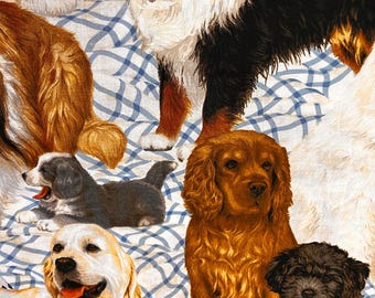 Daisy Kingdom Large Dog Print Fabric-Dalmatian, Sheltie, Etc. 2.83 Yds.