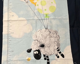 Susybee Fabric Growth Chart Panel-Nursery Bees Sheep