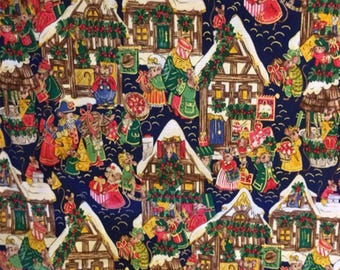 Twas The Night Before Christmas Town Scene Fabric by Lyndhust Studio