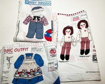 Daisy Kingdom Fabric Panels to SEW 25" Raggedy Ann & Andy and Classic Outfits