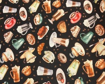 Coffee Drinks and Dessert Fabric by Elizabeth Studios by the Yard
