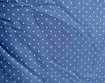 Blue with White Mini Polka Dots Cotton Sewing Fabric by the Yard