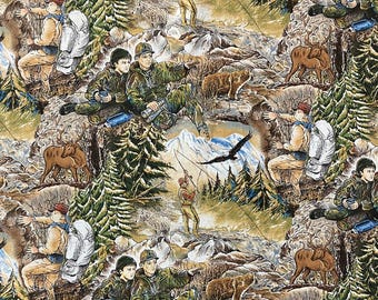 Hunting and Fly Fishing Cotton Fabric by the Yard