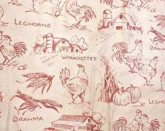 Chicken Coop Redwork-Toile Fabric by Wilmington Prints