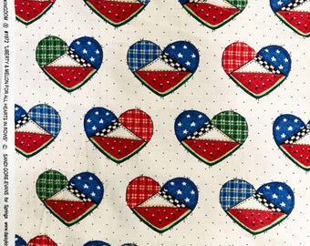 1 Yard 24 Inches Patriotic Hearts Cotton Fabric by Debbie Mumm