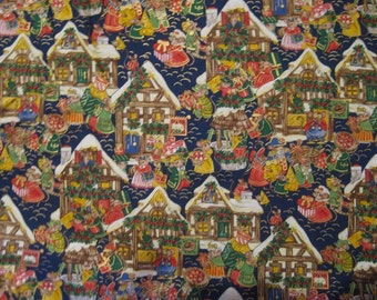 Twas The Night Before Christmas Town Scene Cotton Quilt Sewing Fabric