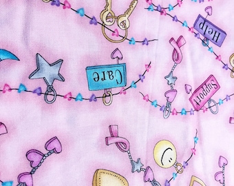 Pink Ribbon Theme-Support-Love-Care by Timeless Treasures