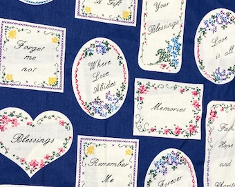 Cross Stitch Memories Fabric- Love, Friends, Faith Hope and Charity