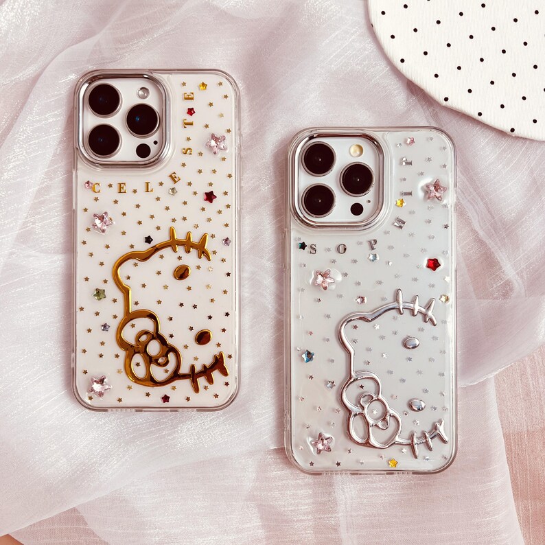カスタムネーム キラキラ輝くハローキティデザインチャーム かわいいカスタマイズされた電話ケース iPhone 17 16 E 15 14 Plus 13 12 11 Pro Max ケース 画像 10