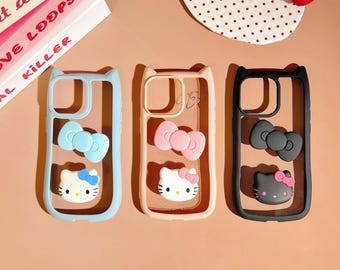 Carino Hello Kitty a tema fatto a mano Iniziali personalizzate Nome design Sanrio ciondoli Custodie rosa per telefono iPhone 16 15 14 13 12 11 Pro Max Plus