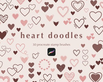 Heart Doodles Procreate Stamp Brushes | Love Digital Art Tools (Digital Download)