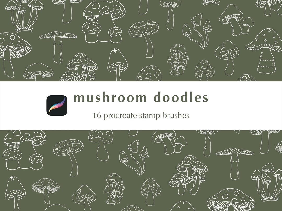 Mushroom Doodles Procreate Stamp Brushes | Nature Digital Art Tools ...