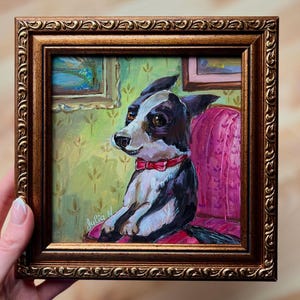 Funny Dog, Nice dog, original oil painting, art, Decor Home, Gift, present, picture,