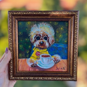 Dog Van Gogh, Funny Dog, original oil painting, art, Decor Home, Gift, present, picture,