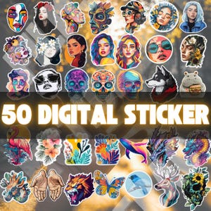 Adorabili adesivi digitali! Un mix di facce dei cartoni animati e vari animali."