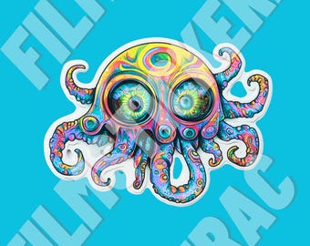 Futuristic rainbow stickers with a bold, edgy touch.