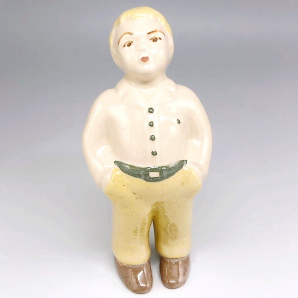 Ceramic Arts Studio Jim Figurine, Hand Painted Ceramic, Boy with Hands in Pockets, Vintage Made in Madison WI USA