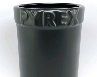 Pyrex Utensil Holder Crock Jar Caddy Canister Matte Large Black Stoneware Ceramic Kitchen Storage Vintage