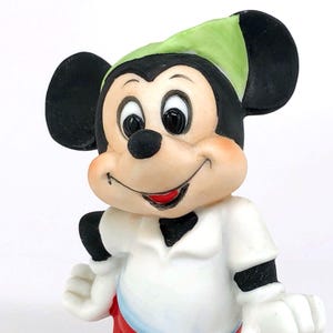 Walt Disney Productions, Mickey Mouse Tennis Player Figurine, Hand-Painted Bisque Porcelain, Vintage Made in Korea image 4