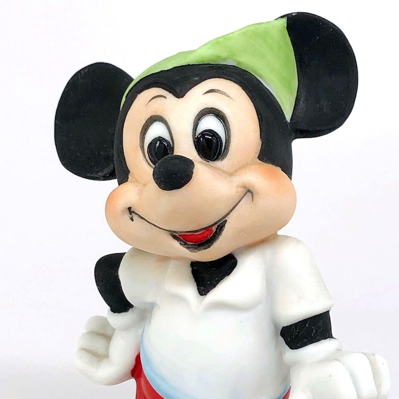 Walt Disney Productions, Mickey Mouse Tennis Player Figurine, Hand-Painted Bisque Porcelain, Vintage Made in Korea image 4