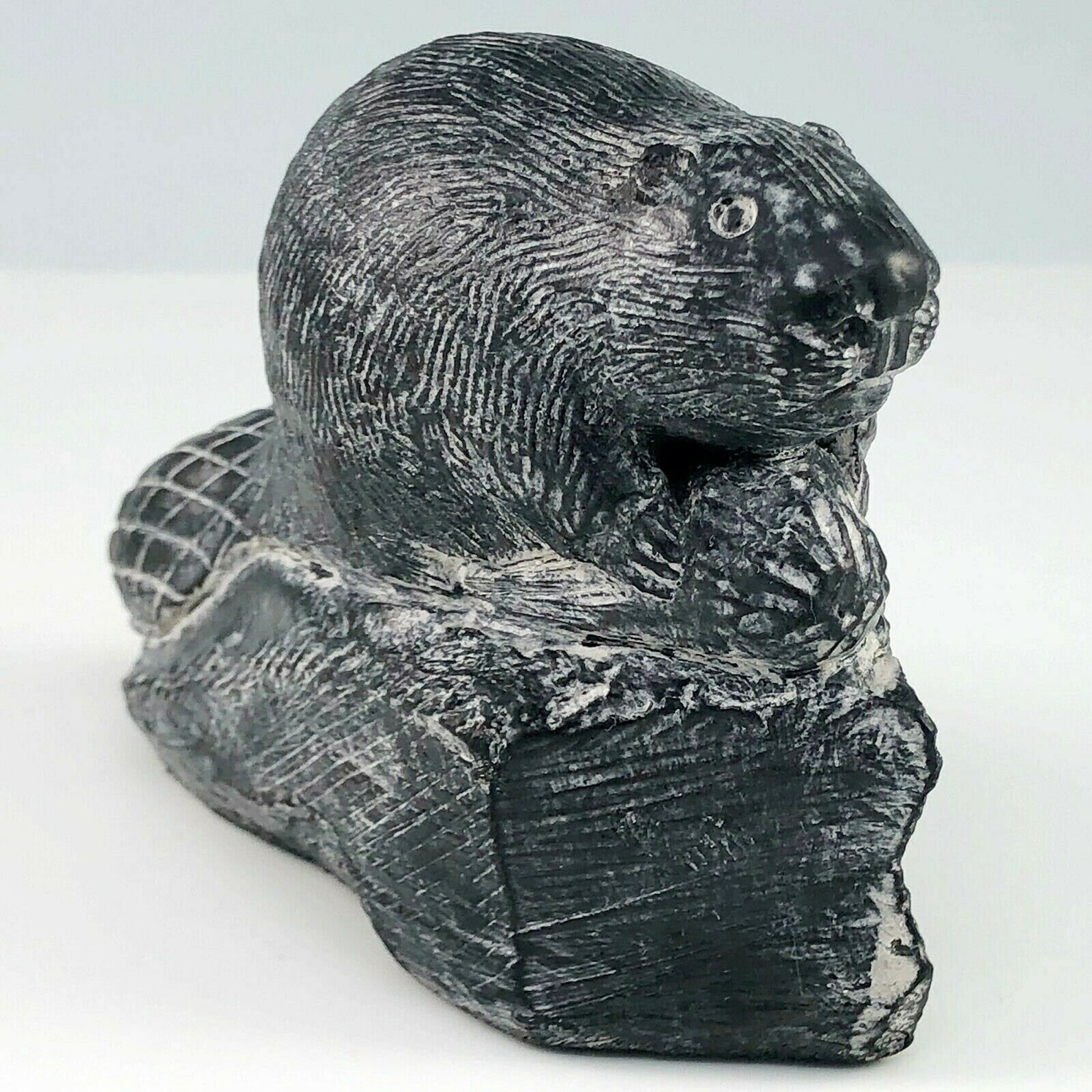 A Wolf Original Carved Soapstone Beaver Figurine Handmade Etsy