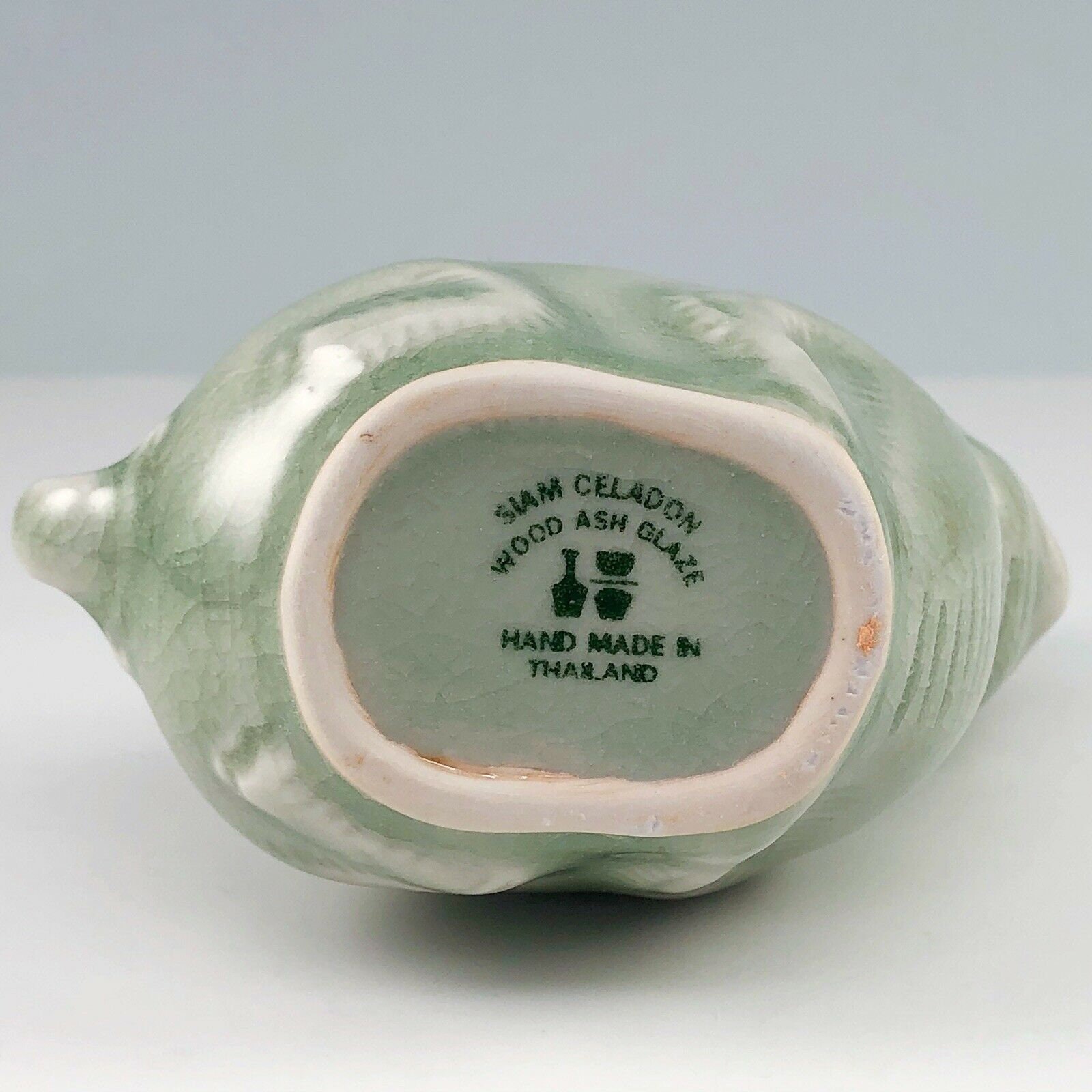 Siam Celadon Miniature Elephant Vase Trunk Raised Up Wood Ash Etsy