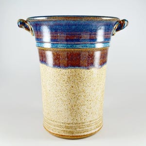 Vintage Studio Art Pottery Vase, Stoneware Wine Chiller in Blue Purple Brown Glaze