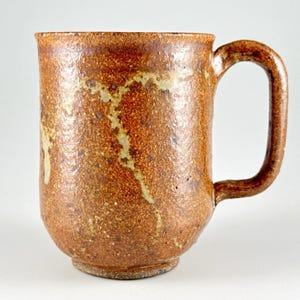 Vintage Stoneware Pottery Mug, Drip-Glazed Iron-Oxide Brown Ceramic Coffee Cup
