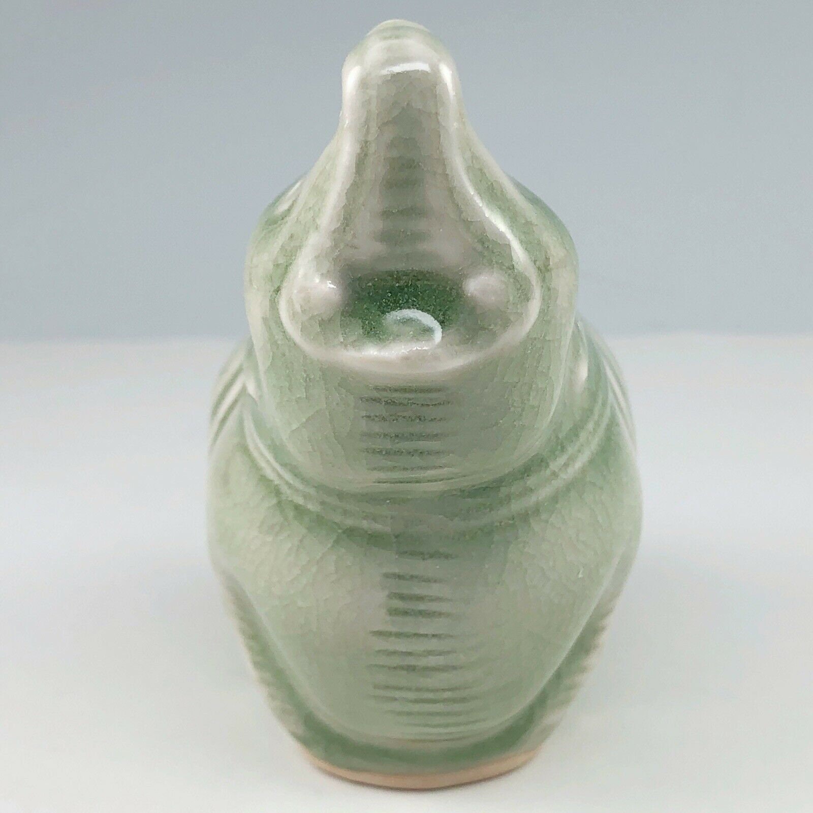 Siam Celadon Miniature Elephant Vase Trunk Raised Up Wood Ash Etsy