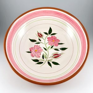 Stangl Pottery Wild Rose Serving Bowl, 9 7/8" Hand-Painted Ceramic, Vintage 1960s