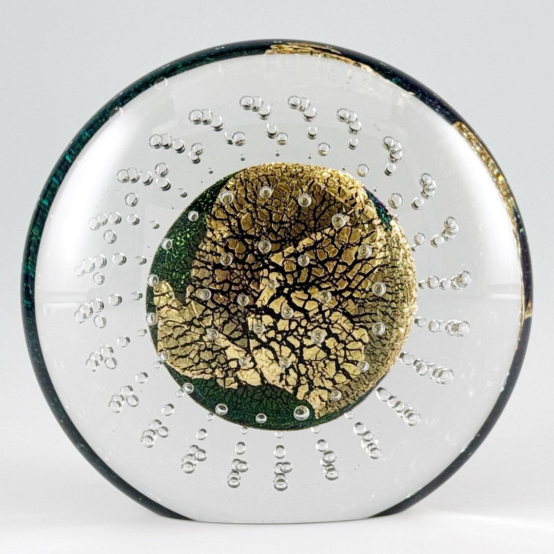 Robert Eickholt Hand Blown Art Glass Paperweight Dichroic Bullicante ...
