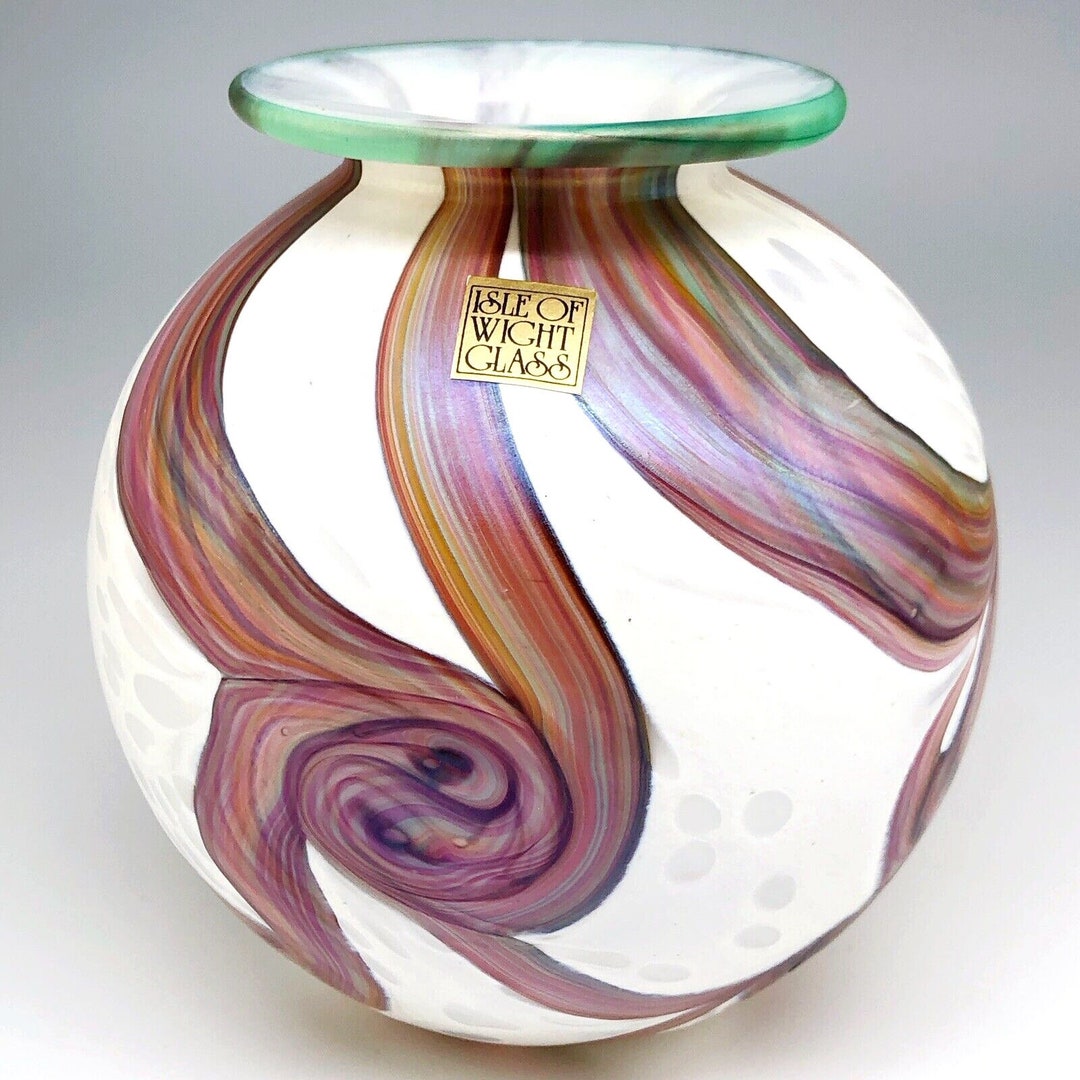 Isle of Wight Art Glass Vase Opal Gemstone Hand Blown Swirled Etsy