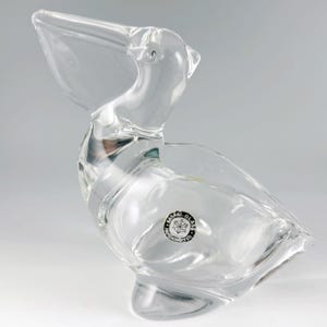 Sasaki Glass Crystal Pelican Candy Dish or Nut Bowl, Vintage Made in Japan