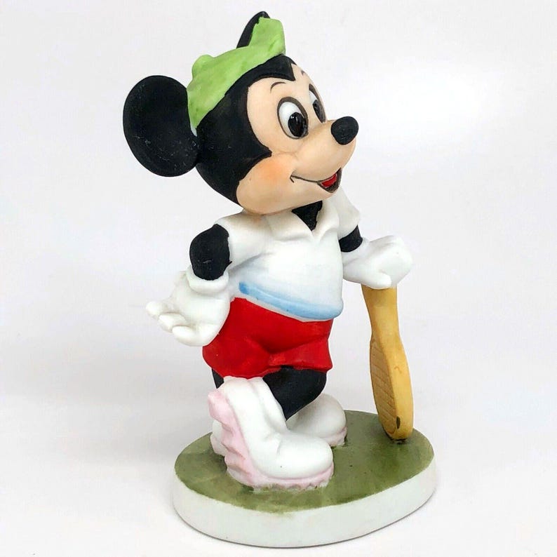 Walt Disney Productions, Mickey Mouse Tennis Player Figurine, Hand-Painted Bisque Porcelain, Vintage Made in Korea image 9