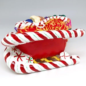 Christopher Radko Candy Ride Santa II, décoration de Noël en porcelaine peinte à la main, traîneau avec cadeaux, décoration de vacances vintage image 9