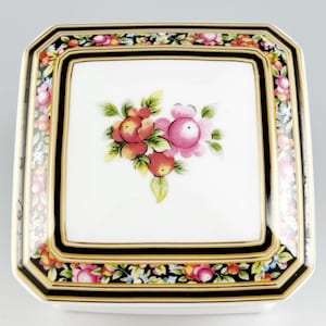 Wedgwood Bone China, &quot;Clio&quot; Square Floral Trinket Box, Vintage Made in England