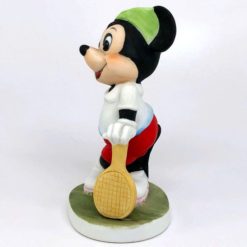 Walt Disney Productions, Mickey Mouse Tennis Player Figurine, Hand-Painted Bisque Porcelain, Vintage Made in Korea image 5