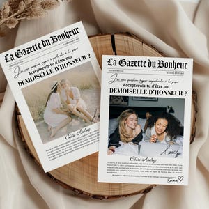 Gazette Request – Hochzeitskarte für Brautjungfern auf Französisch – druckbare digitale personalisierte Karte – Meine Brautjungfer?