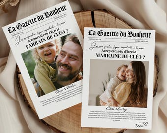 Baptism Gazette - Godfather Request Gazette - Godmother Request Gazette - Printable Digital Personalized Card - Baptism Gazette
