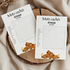 Jeu pour bapteme Mots à trouver - Jeu de devinette - Jeu amusant pour évènement -  Modèle Modifiable - Mots cachés - Jeux enfants ou adulte