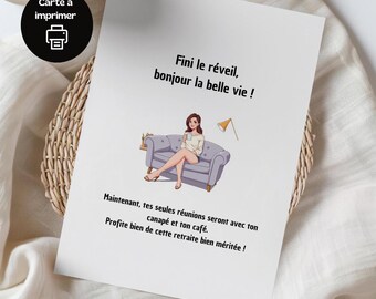 Retirement Card, Printable French Retirement Card, Printable Digital, Retirement Card for Women, Retirement Gifts