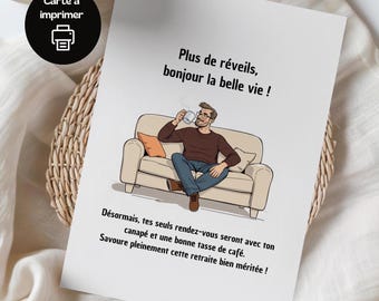 Carte de retraite, carte de retraite en français, numérique imprimable, vive la retraite, Carte de retraite pour femme, cadeaux de retraite